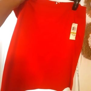INC red skirt sz 14 orange/ red above knee slim skirt